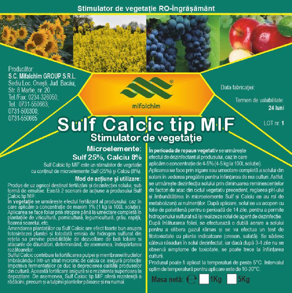 Sulf Calcic Tip MIF eticheta fata